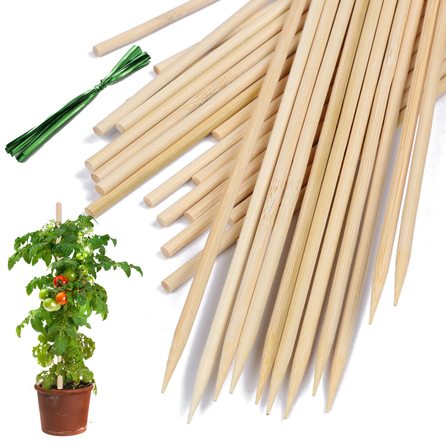 Bamboo Plant Stakes,HAINANSTRY Wood Plant Supports,Natural Bamboo